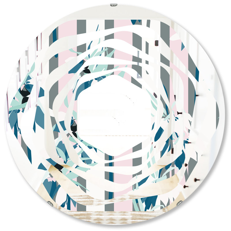 Miroir mural sans cadre à la main lilies whirl artisanat american, H 31,5 po x l po