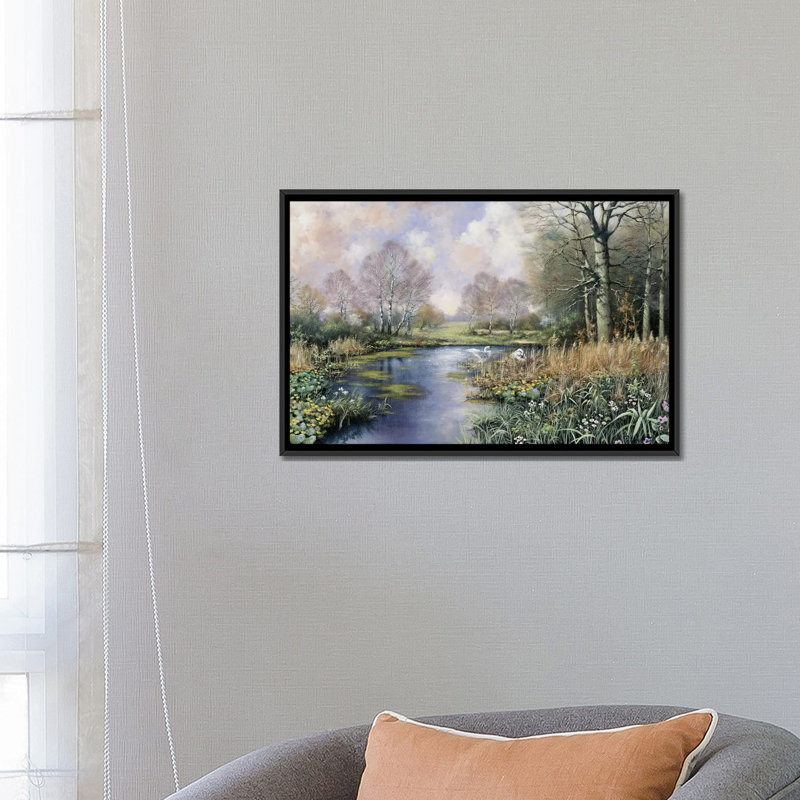 Printemps a commencé par Peter Motz - reproduction sur toile, H 18 po x l 26 po x P 1,5 po, Pas de tapis, Toile tendue