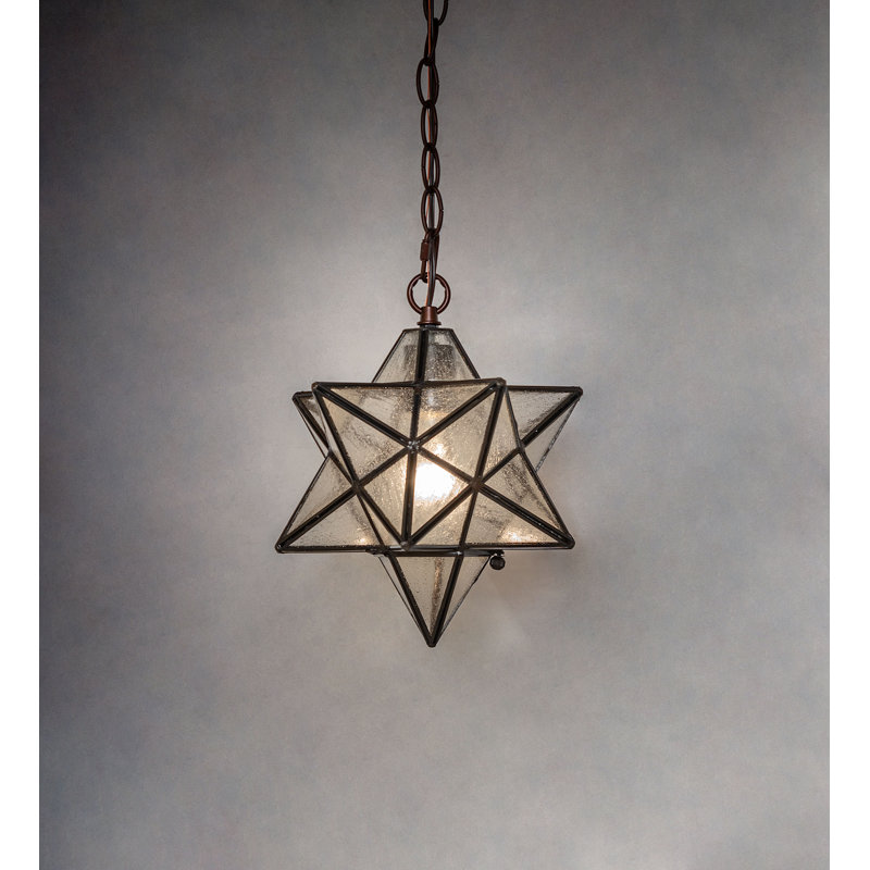 Moravian Star 1 - Light Pendant, 13" H x 9" W x 9" D, Seedy - Mini