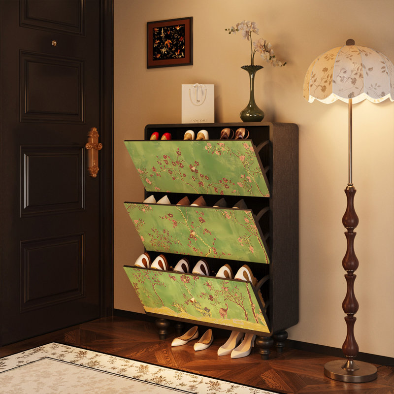 Armoire de rangement pour chaussures en bois massif, Black