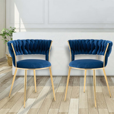Ensemble de 2 chaises de salle à manger modernes en velours de 22,44 po Benedetta