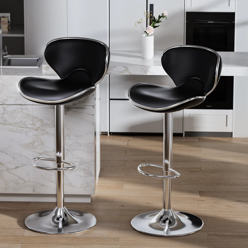 Tabourets de bar à hauteur de comptoir Modern, Argent argent, Noir