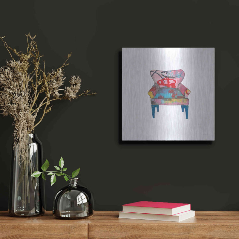 «Red Barrel Studio®» Mod Chairs VIII par Courtney Prahl, art mural en métal, H 12 po x l 12 po