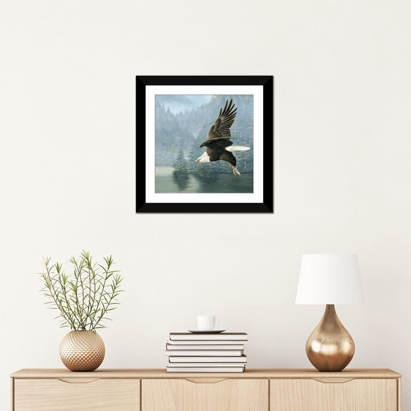 « flying eagle », impression sur toile, Papier d'art encadré noir, Blanc, H 24 po x l 24 po x P 1 po