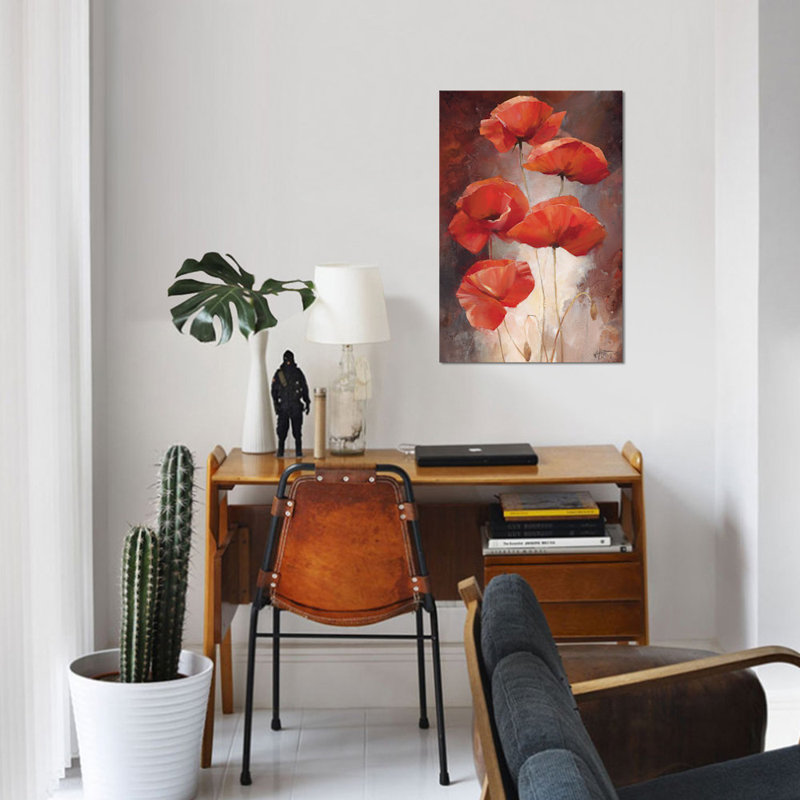 «Poppy Bouquet I», reproduction sur toile, H 26 po x l 18 po x P 1,5 po, Toile tendue, Pas de tapis