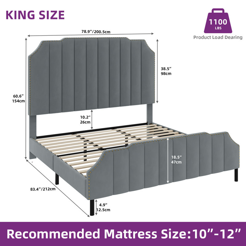 Upholstered Platform Bed, King