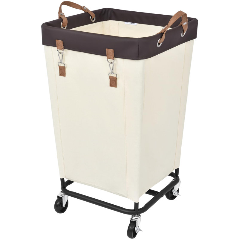 160L Laundry Hamper With Wheels, Large Clothes Laundry Basket for Home, Closet, Dorm, Bathroom, Laundry Room, Beige, Brown