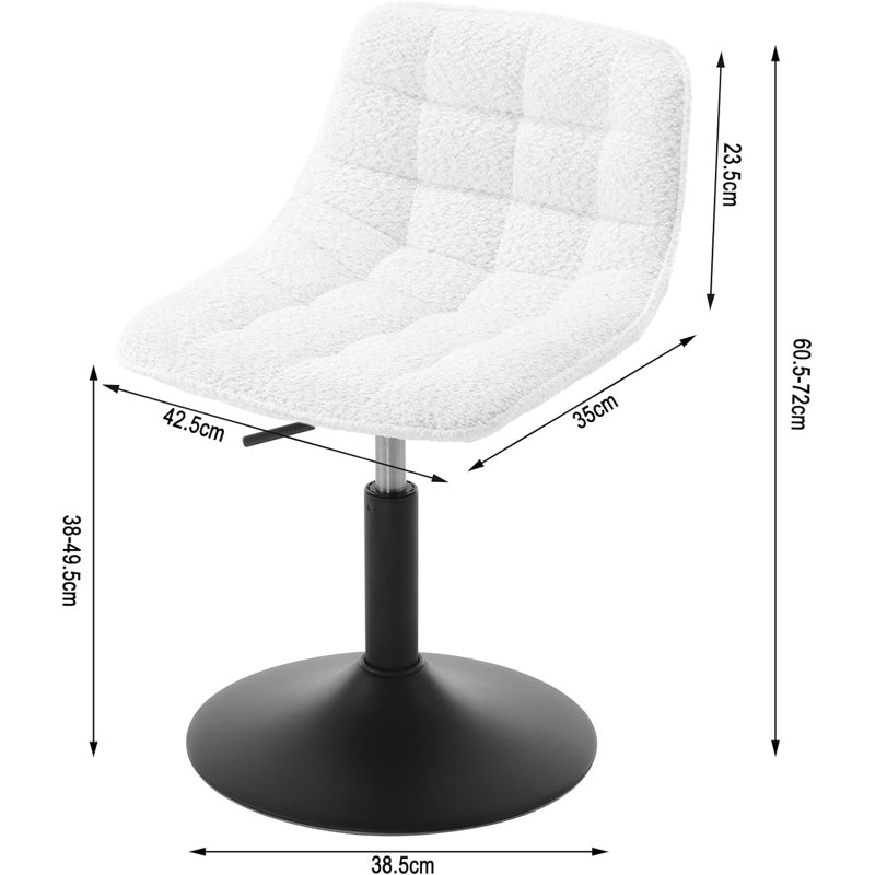 Nikeea Swivel Upholstered Adjustable Height Counter Stool, White