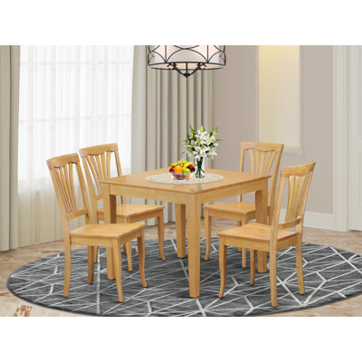 5 Piece Dining Set Includes a Square Dinner Table and 4 Kitchen Dining Chairs, Oak