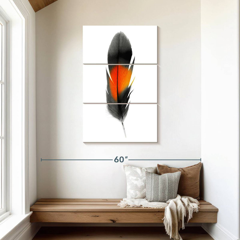 Kerner Black And Orange Feather, 45" H x 28" W