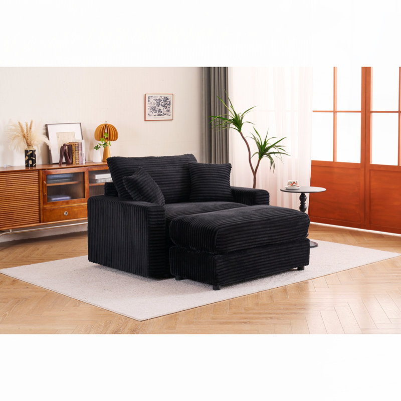 Chaise d'appoint moderne avec repose-pieds amovible, Noir