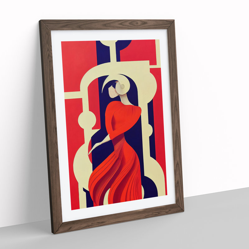 Abstract Dancing Woman No.2 1 Piece Single Picture Frame Wall Art, 64cm H x 46cm W x 2cm D, Brown Framed