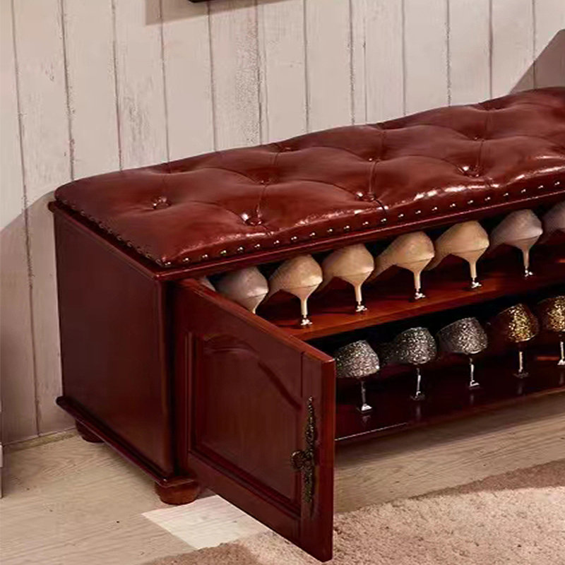 Retro Simple Shoe Stool 9 Pair Shoe Storage Bench, Brown