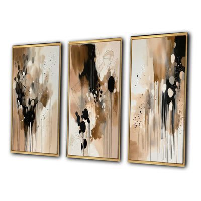 3 Pieces on Canvas - Brown Mindful Abstraction