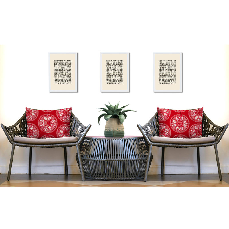 Paisley Outdoor Reversible Throw Pillow, Red