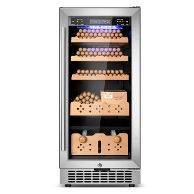 Electric Humidor, 15 Inch Upgraded Large Capacity Humidor Cabinet With Powerful Compressor, Digital Led Screen, Safety Lock, Smart Humidity & Temp Control, Gifts For Men