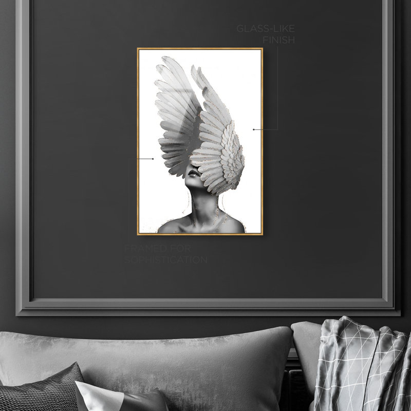 Unfurling Reversed Wings Canvas Fashion Print by Oliver Gal, 16"H x 11"W, Gold Frame