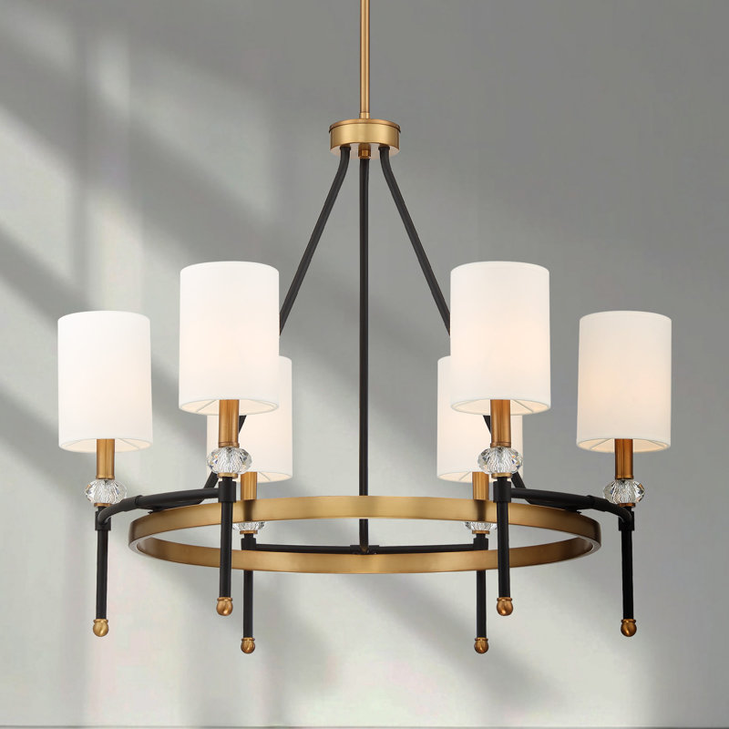 Eginald 6-Light Chandelier In Matte Black With Warm Brass Accents