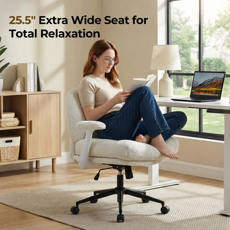 Chaise de bureau en chenille de qualité supérieure avec dossier réglable, roulettes pivotantes et accoudoir réglable Premium