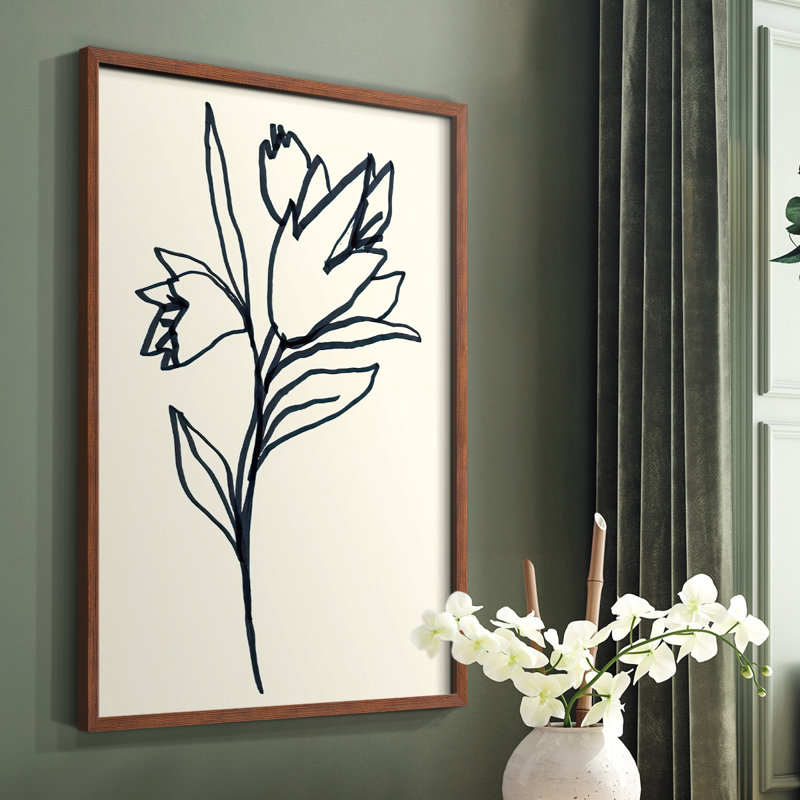 «Floral Marker I», reproduction encadrée - bois massif, Brun, H 28 po x l 22 po