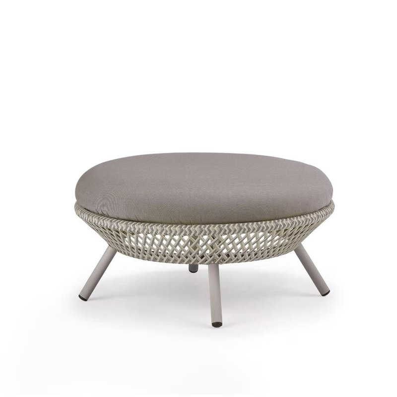Ahnda Outdoor Ottoman, Natura Ash, White Quartz