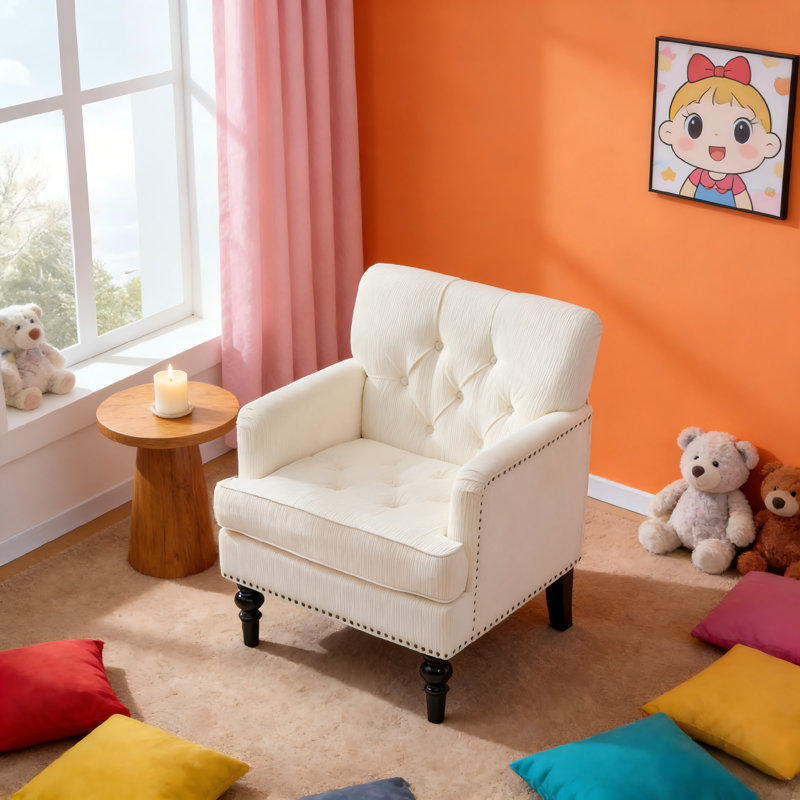 Fauteuil d'appoint rembourré avec garniture cloutée