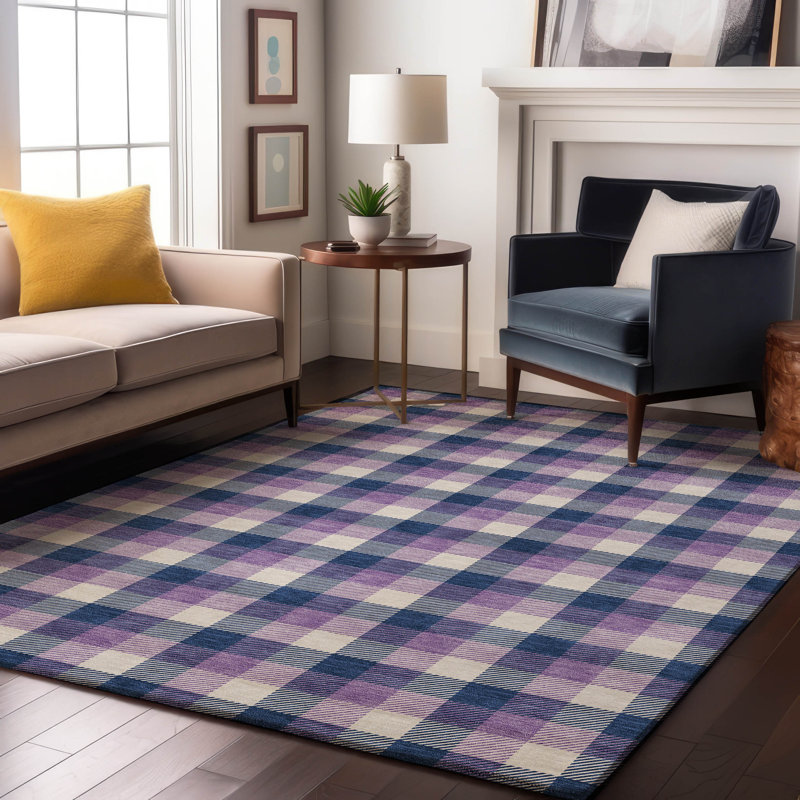 Premium Machine Washable Crumley AMF1053 Plaid Rug, Rectangle 10' x 14'
