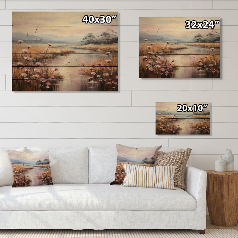 «Meadow Serene Morning» sur bois, H 30 po x l 40 po x P 0,78 po