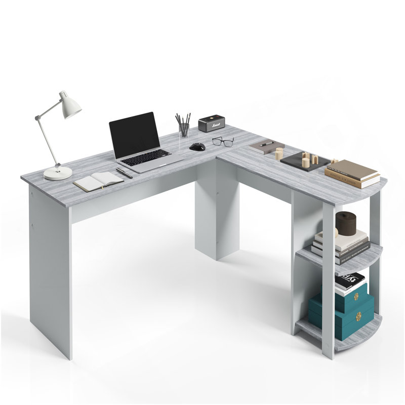 Bureau moderne en L avec tablettes latérales Techni Mobile