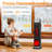 1500w Portable Space Heater With Fireplace Effect, 90° Oscillating Tower Heater With Remote, Adjustable Thermostat, 12-hr Timer, Overheat & Tip-over Protection For Indoor Use