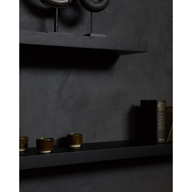 Wall Oak Solid Wood Floating Shelf, 2" H x 55.1" W x 8.7" D, Oak Black