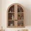 Armoire murale arquée, L 23,62 po x l 8,97 po x H 31,61 po, bois massif et panneau de fibres à densité moyenne, 1 pièce, naturel, avec portes en verre trempé et tablette réglable-1890889251
