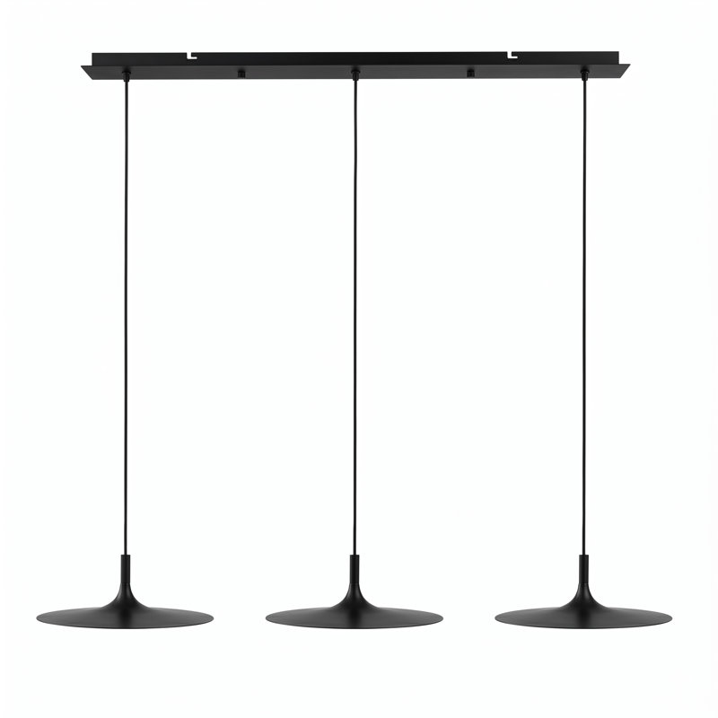 Judi 3-Light LED Kitchen Island Cone Pendant, Matte Black