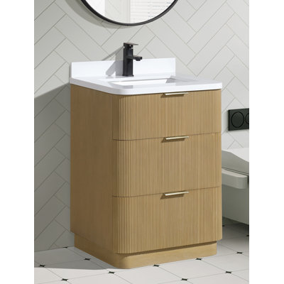 Azam 24'' Single Bathroom Vanity With Engineered Quartz Top