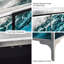 Console Caicos "Sapphire Sea", impression sur verre biseauté sur un cadre à feuilles argentées