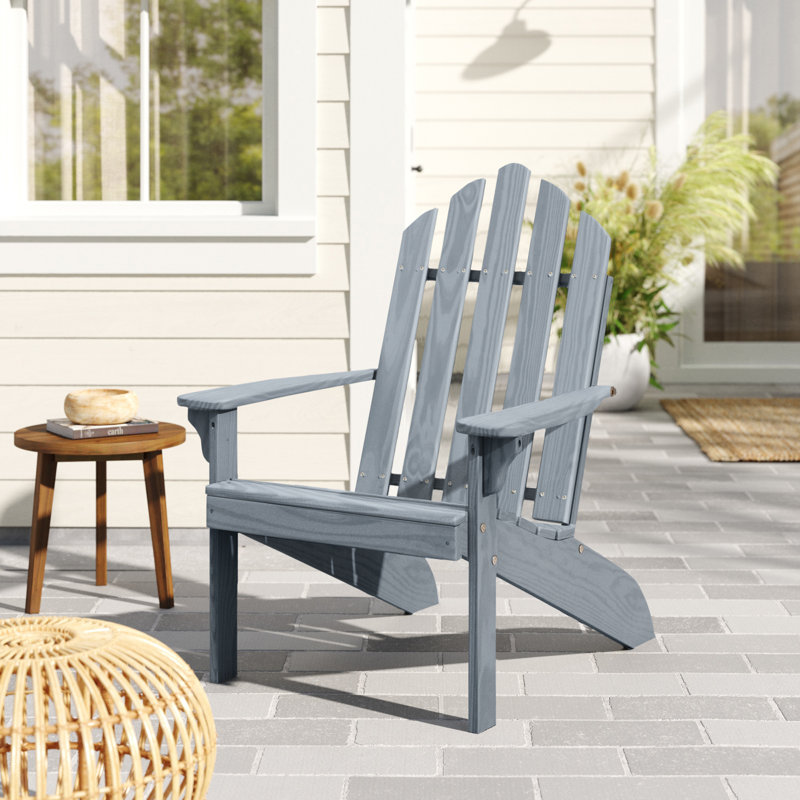 Chaise Adirondack en bois Urich, Teinture grise