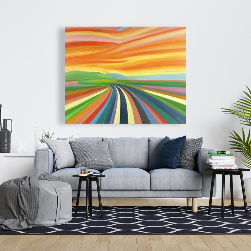 Route colorée - Toile contemporaine bleue pour la décoration intérieure