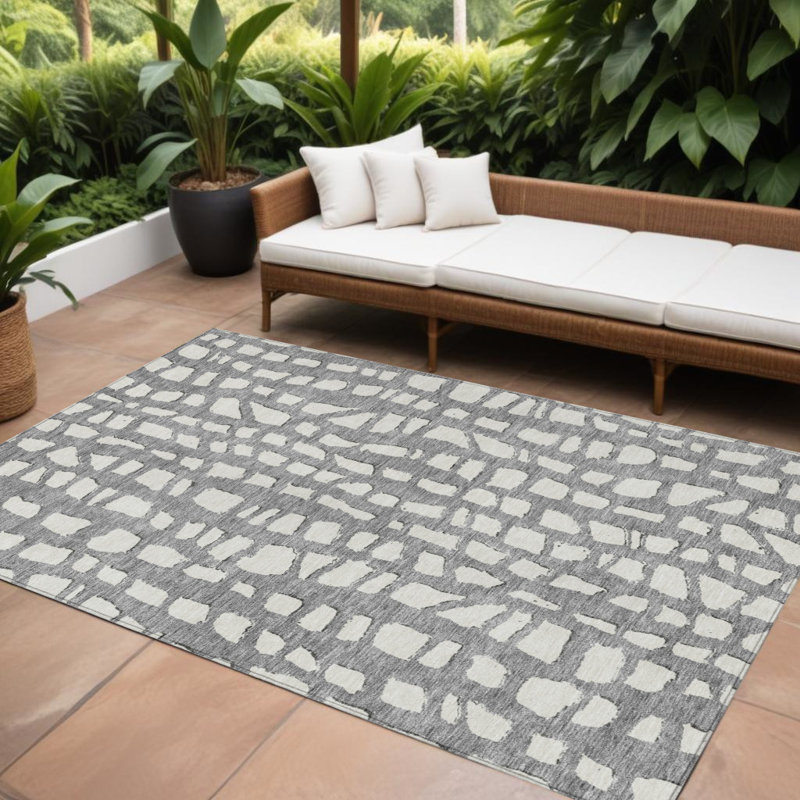 Tapis intérieur lavable abstrait ivoire 8 pi x 10 pi
