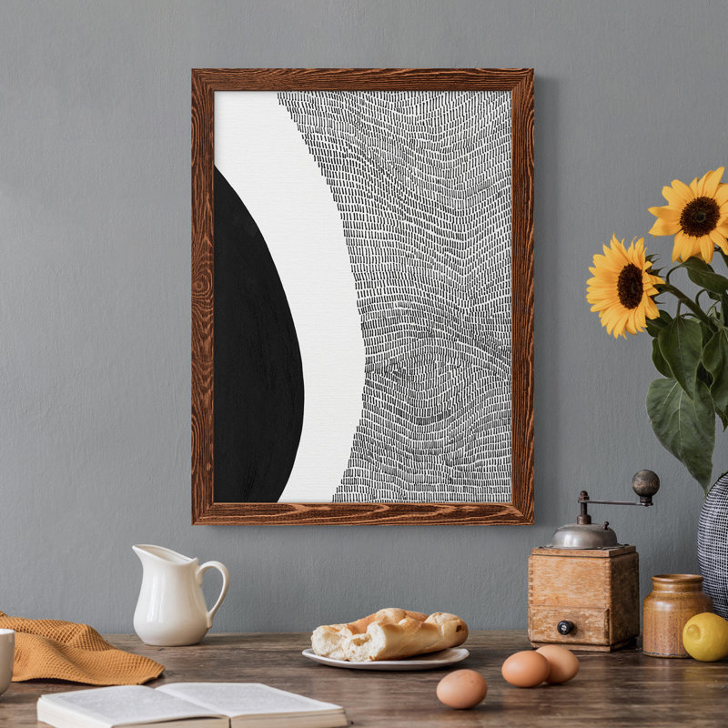 «Black and White Abstract II», cadre photo, impression sur toile, Érable encadré, H 31 po x l 44 po x P 1 po