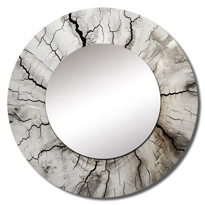 Tree Cut Stump Beauty I - Redwood Large Mirror, Traditional Round Unique Wall Mirror Decor, Printed Metal Art