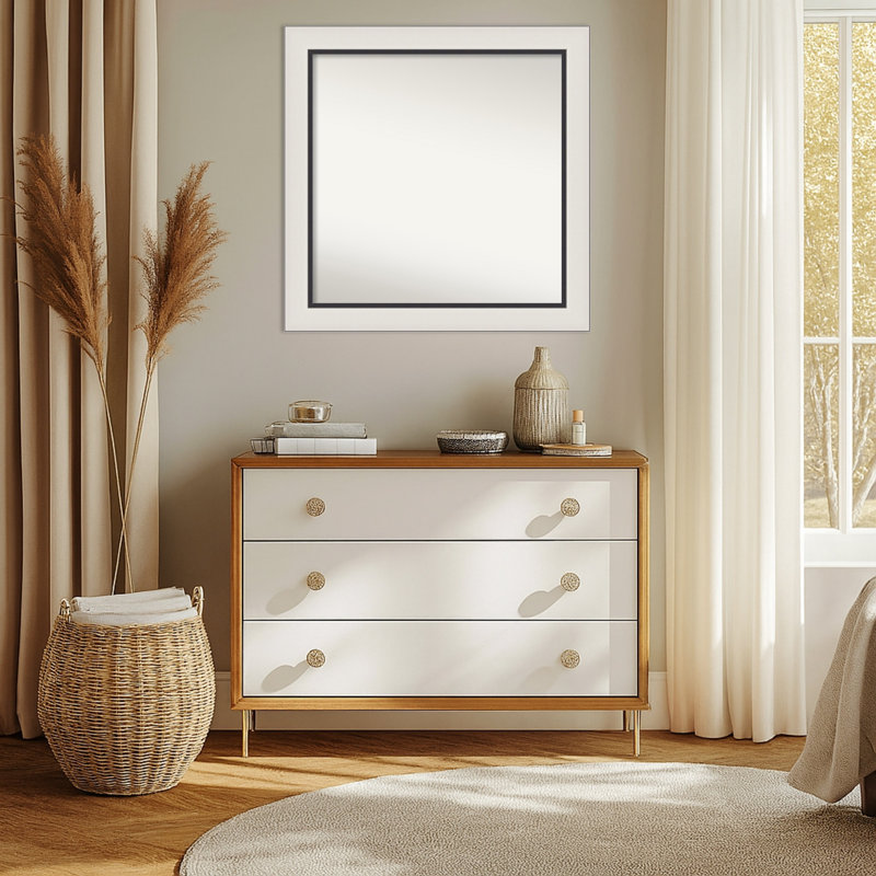 Ellie Non-Beveled Framed Wall Mirror, 31.5" x 31.5", Silver Black
