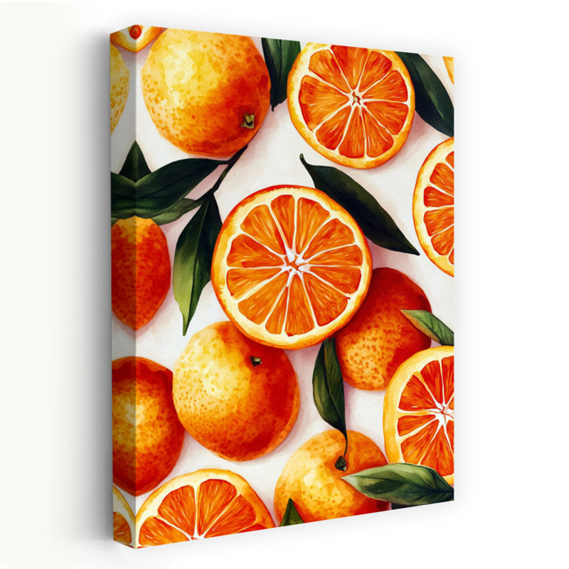 «Vibrant Oranges», art abstrait de fruits tropicaux, 24" H x 16" W