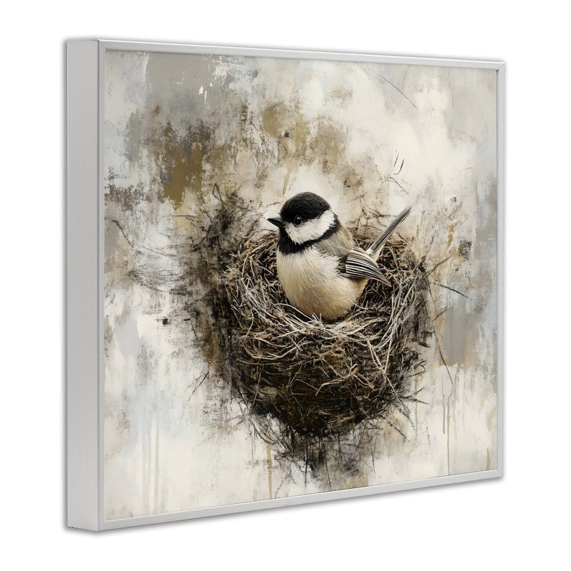 Oiseau de forêt dans un nid, estampe numérique, design par Franklyn Gregory, H 24 po x l 30 po
