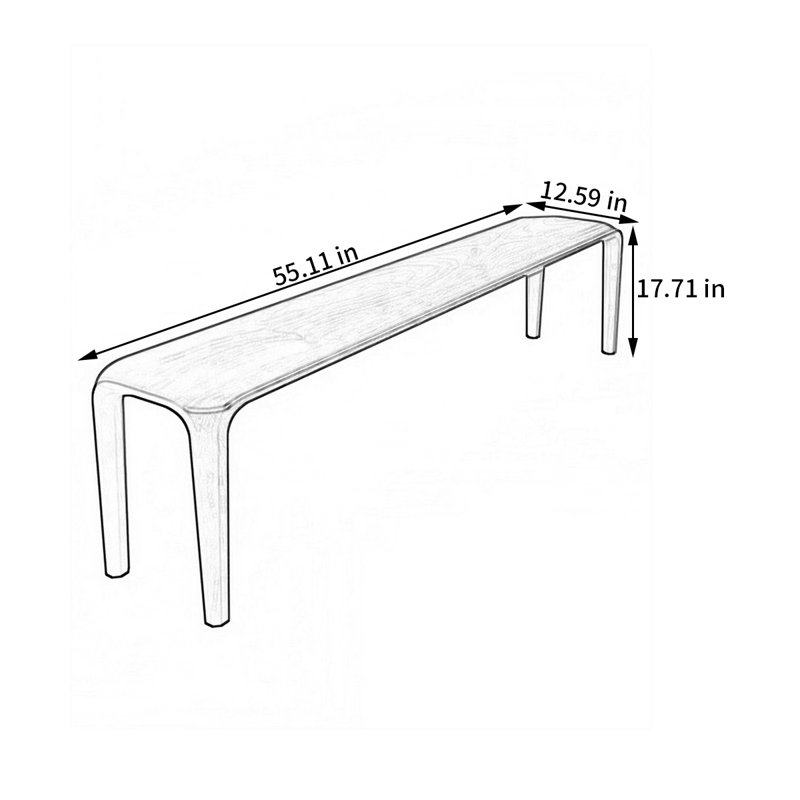 Niyaz Solid Wood Bench, 17.71" H x 55.11" W x 12.59" D