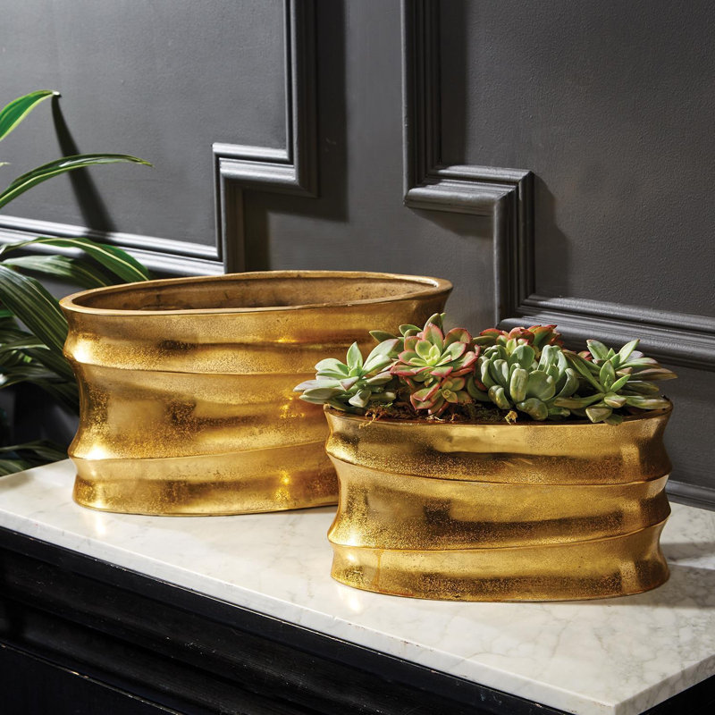 Ensemble de pots à fleurs en aluminium 2 pièces