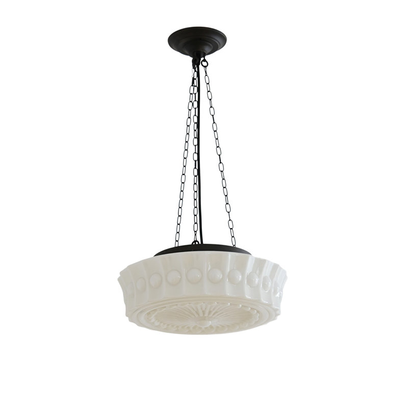 Luminaire suspendu en verre Milk,  Beige, Chaîne noire