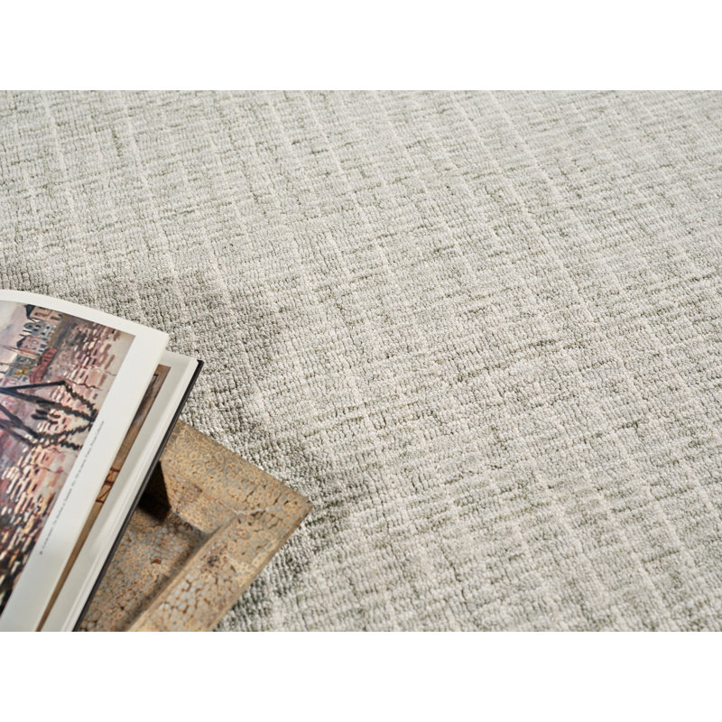 Andora Hand Tufted Striped Area Rug in Sage Green/Ivory, Rectangle 2' x 3'