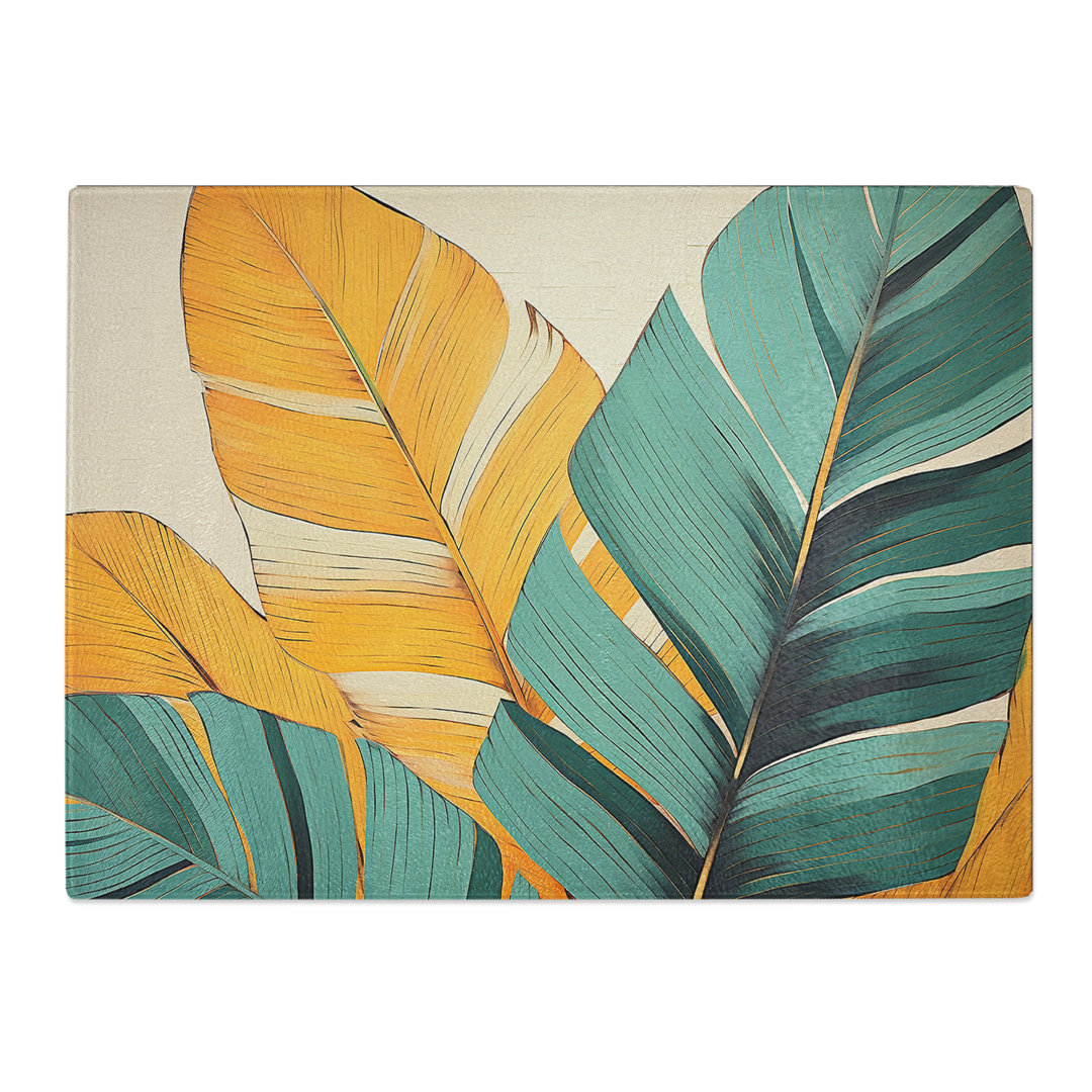 Tropical Leaf Minimalism No.3  Glass Chopping Board