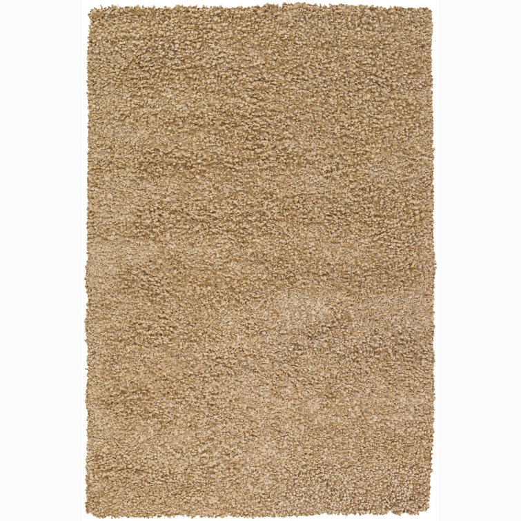 Tapis brun clair fait main poils longs Benson
