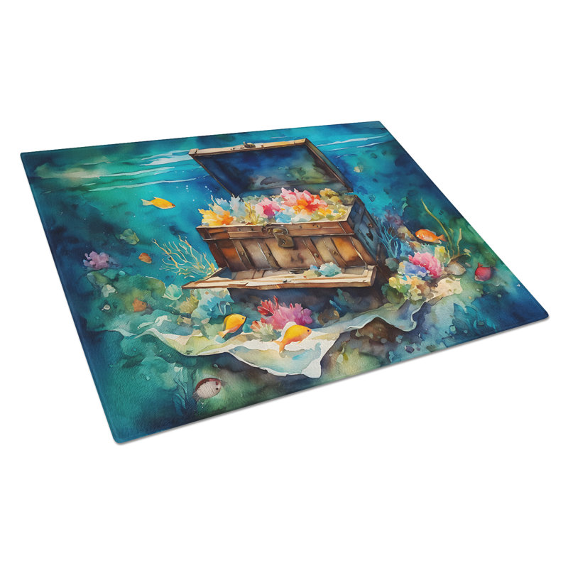 Treasure Chest Glass Cutting Board Large